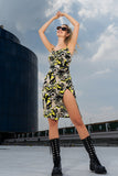 Vestido midi con estampado de tirantes (6944647741482)