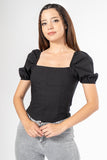 Blusa manga corta abullonada look corset