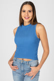 Playera sin manga cuello alto