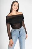 Blusa de mesh con hombros descubiertos