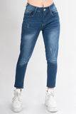 Jeans skinny tiro alto 5 bolsillos