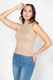 Blusa tejida cuello alto sin manga