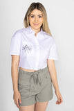 Camisa crop manga corta