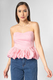 Blusa strapless tipo globo