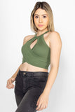 Playera crop con escote halter