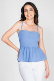 Blusa de tirantes con olán