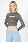 Playera crop abertura en escote lisa