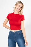 Playera crop básica cuello alto