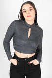 Blusa manga larga cuello alto cut out