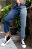 Jeans tiro alto con bloque de color con bolsas (6801456005162)