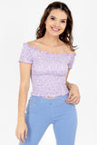 Blusa manga corta con smock (6927360950314)